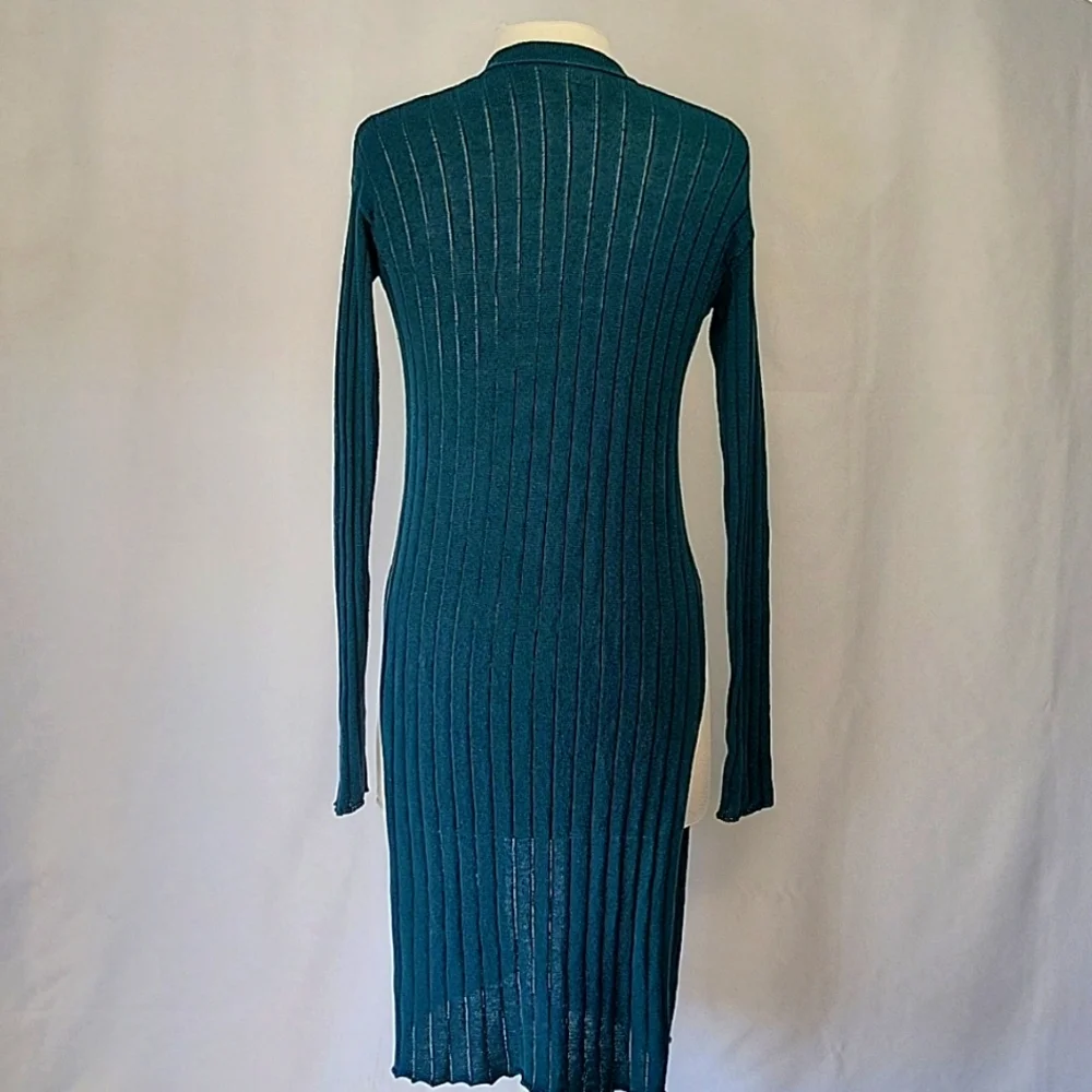 Free People Ribby Rib Open Cardigan Dark Teal Size Small